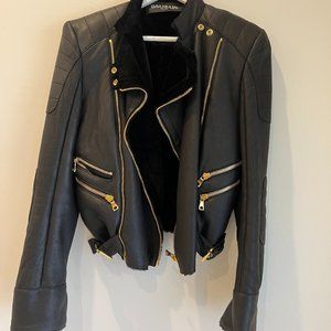 Leather Black Jacket women with Fur inside
